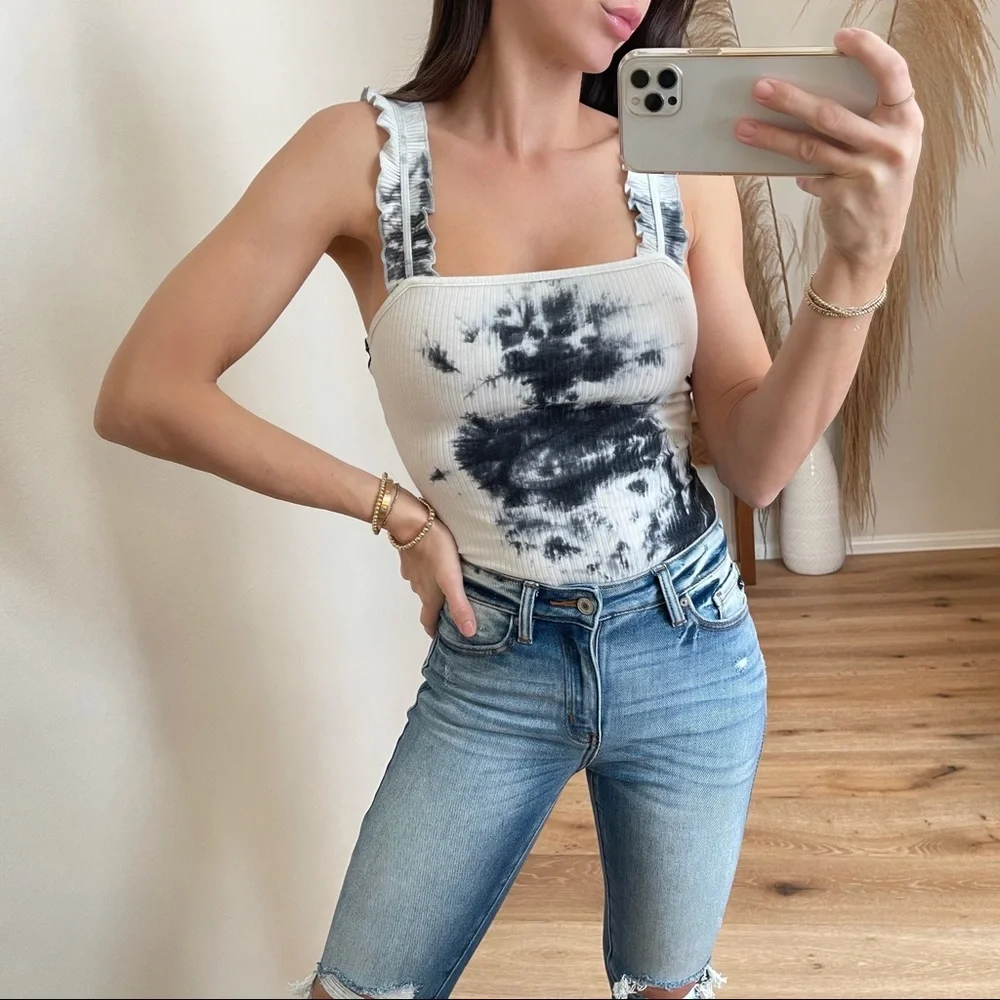 🆕Feeling Good Tie Dye Bodysuit | Black NWOT - Picture 6 of 13